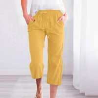 Pamučne lanene Capri hlače za žene teretne hlače planinarske hlače lagane, brzo suhe, sportske, putničke, Ležerne,