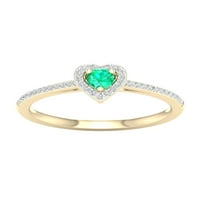 Imperijalni dragulj 10k žuto zlato okrugli rez smaragd ct tw dijamantni oblik srca halo ženski prsten