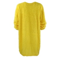 Maxi haljina za žene modna žena zimski džemper pletena kornjača topli džep dugih rukava mini džemper žuta