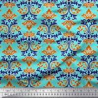 Soimoi Green Poly Georgette tkanina Mozaik Damask Otisci tkanine od dvorišta