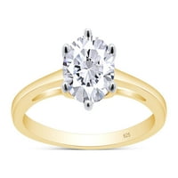 Carat laboratorij stvorio moissanit dijamantni pasijans zaručnički prsten za vjenčanje u 14k žutom zlatu preko
