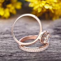 Zaručnički prsten od akvamarina ovalnog reza od ružičastog zlata od 10 karata s odgovarajućom trakom za glavu