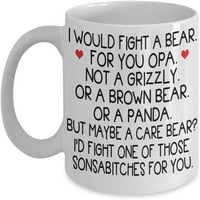 Poklon šalica za kavu u A-listi, borio Bih Se Za tebe s medvjedom, najbolji rođendanski poklon, smiješna šalica
