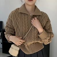 ženski casual kardigan s patentnim zatvaračem, tanki ženski pleteni modni džemper s dugim rukavima, vrhovi