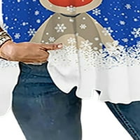 Ženska božićna majica s prevelikim printom, labavi gornji dio s patentnim zatvaračem dugih rukava s izrezom u