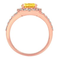 2. dijamant ovalnog reza s imitacijom prozirnog dijamanta od ružičastog zlata od 18 karata s umetcima prsten od