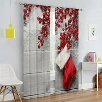 Modne božićne platnene teksturirane božićne zavjese, luksuzne zavjese s džepom na šipci, prugasta prozorska zavjesa,