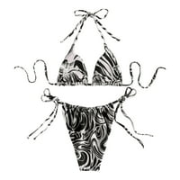 Kupaći kostimi za žene, ženski gornji dio bikinija na pruge s izrezom u obliku slova U I printom na vratu u kombinaciji