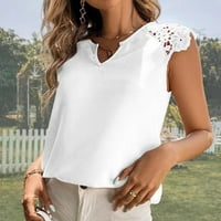 Ženske ljetne majice, Ležerne Majice bez rukava s izrezom u obliku slova u, čipkaste osnovne bluze bez rukava
