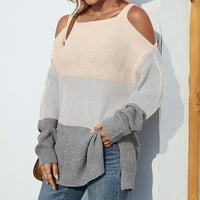 Džemperi za žene žene ležerna modna boja koja odgovara puloveru dugih rukava džemper plava l