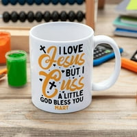 Personalizirana šalica za kavu sa smiješnim kršćanskim citatom, prilagođeno ime Isus, Bog vas blagoslovio, Kršćanska