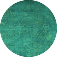 Tvrtka Aludes strojno pere okrugle perzijske tirkizno plave tradicionalne unutarnje prostirke, promjera 6 inča