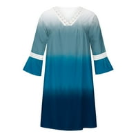 Ženske haljine ljetna Mini haljina A kroja s printom s rukavima u obliku slova U u obliku slova U u plavoj boji