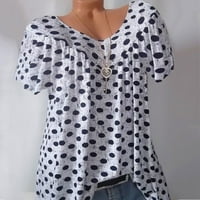 Gathrrgyp ženski vrhovi, ljetni klirens žene plus size casual dot v vrat tisak dnevno kratki rukavi majica bluza