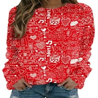 Ženski ležerni džemper za Valentinovo za Valentinovo s printom srca, anđela, bebe i slova dugih rukava s okruglim