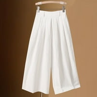 Široke hlače za žene, ljetne jednobojne pidžama hlače s džepovima i elastičnim strukom, ženske skraćene hlače