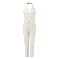Bijela odjeća za žene Bez rukava jednobojni elegantni Kompleti za poslovni trening za žene Plus size bijela Veličina