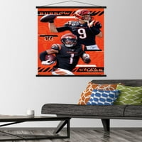 Cincinnati Bengals - Dinamični plakat zida s drvenim magnetskim okvirom, 22.375 34