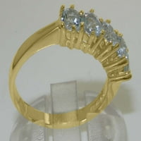 18K britansko žuto zlato s prirodnim akvamarinom ženski zaručnički prsten - opcije veličine-Veličina 6