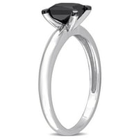 Zaručnički prsten od 14 karatnog crnog dijamanta od 14 karatnog bijelog zlata, četvrtasti prsten od crnog rodija