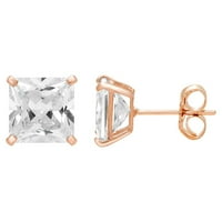 & M 14K ROSE BOLD Square Clear CZ Stud Naušnice, s, uz povrat, ženske, unisex