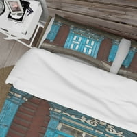 DesignArt 'rezbarija drva na drvenim kućicama na vratima' Vintage pokrivač za pokriće