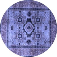 Moderni tepisi tvrtke A. M., perivi u perilici rublja, okrugli u orijentalnom stilu u plavoj boji, promjera 5