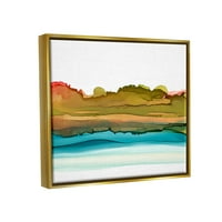Jezero pejzažni sažetak scena sažetak grafička umjetnost metalik zlato uokvireno umjetničko print zidna umjetnost