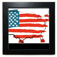 Zvijezde i pruge Amerike Karta zastava zemlja crni kvadratni okvir Slika zidna tableta