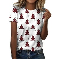 Ženske Ležerne božićne majice s okruglim vratom s printom košulje kratkih rukava Ležerne široke majice A-listera