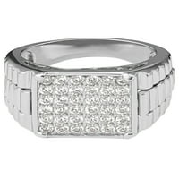 Shaquille O'Neal muški simulirani dijamantni rodij zaslon sterling srebrni prsten, veličina 10