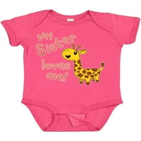 Inktastic moja sestra me voli- slatka žirafa poklon dječak ili djevojački bodi