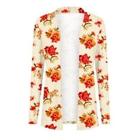 Sjajni Kardigani za žene s rukavima Ženske modne majice-kardigan jakne s dugim rukavima s cvjetnim printom