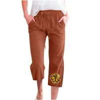 Ženski Capri Cargo u džepovima širokog kroja, Ležerne ljetne teretne hlače s cvjetnim printom