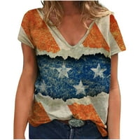 Topovi američke zastave za žene, modni topovi, prozračni topovi, topovi za slobodno vrijeme, Vintage bluza s izrezom