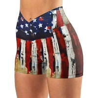Ženske Plus size kratke hlače u prodaji modne ženske kratke hlače s visokim strukom s američkom zastavom kratke
