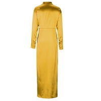 Ljetna sunčana haljina s izrezom u obliku slova U i dugim rukavima od čistog zlata u obliku slova u
