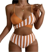 Ženski kupaći kostimi za kontrolu trbuha plus veličine kupaći kostim moda casual split split visokog struka prugasti