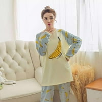 Jesenski ženski komplet pidžame s okruglim vratom i dugim rukavima s printom za dom