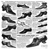 Katalog oglašavanja 1902. NA Stranica iz kataloga Sears, Roebuck i CO prikazuje žensku modu obuće. Ispis plakata