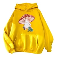Gotyou Spring Tops ženska modna ležerna majica s kapuljačom s kapuljačom labavi sportski vrhovi pulover žuti xxxl
