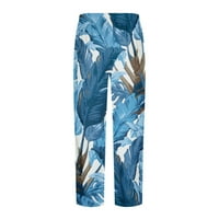 Lilgiuy muškarci ljeto povremena modna havajskog stila 3D tiskanje elastičnog struka Ravne hlače Lagane hlače