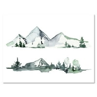 Dizajnerska umjetnost drveće sa zimskim tamnoplavim planinskim krajolikom moderni zidni tisak na platnu