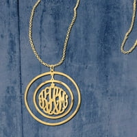 Personalizirana ogrlica s monogramom od 14k pozlaćenog okruglog lustera od srebra