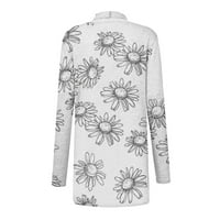Kardigan Plus size održiva Odjeća Ženska Moda ležerni Cvjetni print kardigan srednje duljine jakna kaput siva