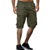 Muške kratke hlače, muške ljetne ravne obične teretne hlače, elastični pojas, kratke hlače s džepovima s patentnim