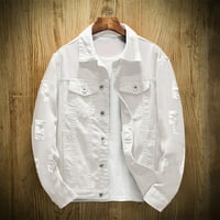 Muška jakna proljetna jesenska moda slobodno vrijeme solidne boje kopča traper jean jcket kaput gornje bluze jakne