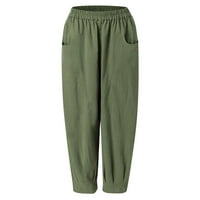 Dtydtpe hlače za žene ležerne čvrste boje labavi džepovi ženske pamučne hlače duge hlače teretne hlače žene zelene