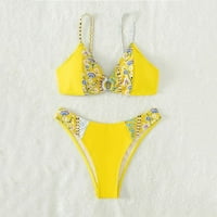 Push up kupaći kostim Žene ljeto V-izrez okrugli prsten Bikini set cvjetni tiskani trbuh s visokim strukom visoke