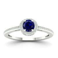 Imperijalni dragulj 10k bijelo zlato ovalno rezanje plavog safira ct tw dijamant Halo Ženski prsten